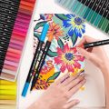 12 Colour Dual Tip Brush Marker Pen, Colored Pen Fine Point Art Marker & Brush Highlighter Pen for Adult Coloring Hand Lettering Writing Planner Art Supplier(12 Colors Pen Set). 