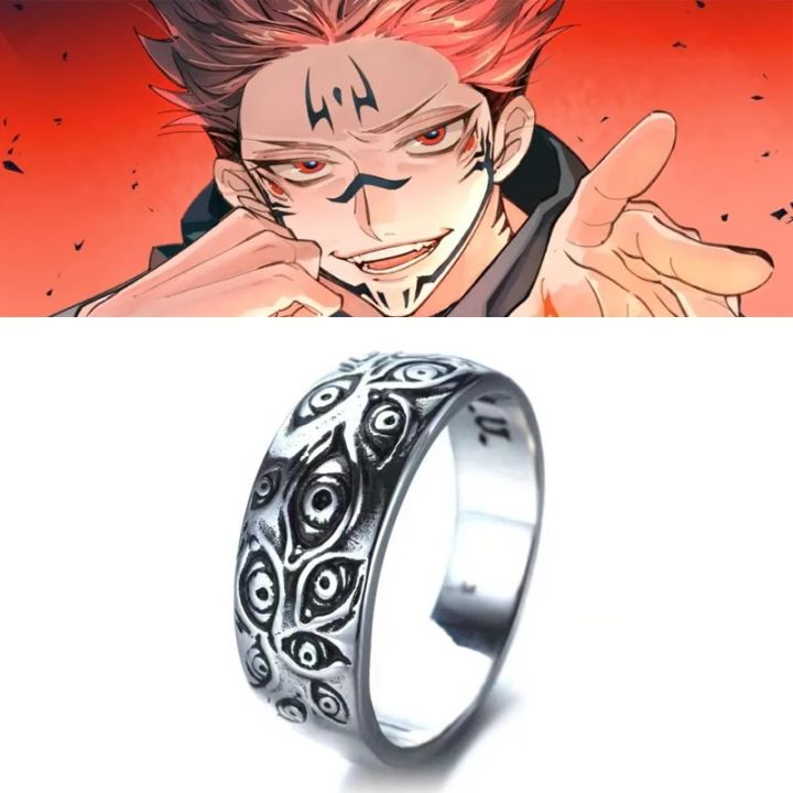 Anime Jujutsu Kaisen Rings Ryomen Sukuna Cosplay Black Dead Eye Unisex Ring Prop Jewelry Gift AccessoriesWholesale Moonlight Shines