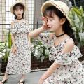 【ALLGOOD】New Kids Teen Children Girls Ruffles Floral Off Shoulder Beach Dress Casual Clothes. 