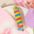 Rainbow Hair Rope Phone Scrunchies Korean Style Girls Phone Cord Spiral Hair Tie High Elastic Ponytail Rope Hair Accessories. 