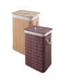 Bamboo Laundry Basket with Laundry Bag, Brown Rectangular with Lid and Carry Handle, - Clothes Sorter Hamper Storage Bin with Lid Liner,  Basket Hamper for Large Dirty Clothes Laundry, Kids Toys Hamper. 