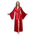 100% Pure Satin Silk Hot Sexy Honeymoon robe gown for women, night suit, sleep wear, night dress, night wear, ladies nighty for girls,sexy nighty for women, silk gown night wear for women (Red). 