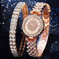 【S Elvey Trend Store】business quartz watch Fashion Full Sky diamond girl watches. 