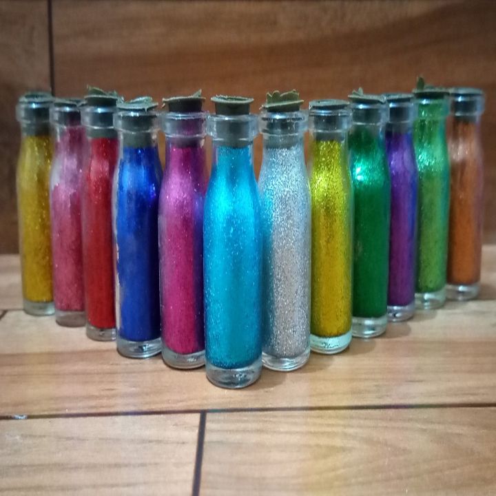 Pack of 12 Glitter Multicolor / 12 Glitter Bottle Full / Glitter for Enhance Drawing / Glitter Set Art # SS-G12-F02