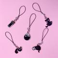 Funny Bottle Cat Lanyard for Phone Case IPhone Huawei Samsung Black Kitten Keychain for Women Cute Mobile Phone Strap Key Chains. 