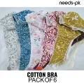 Pack of 6 Classic Cotton Bras – Multicolor Design. 