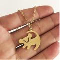 Cute Lion King Pendant Hakuna Matata Cartoon Long Necklace Hip Hop Jewelry Women Gold Small Necklace. 