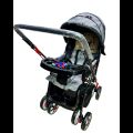 2 in 1 Handle 8 Big Wheels Pram For Kids With Food Tray Suitable For Newborn to 5 years Multicolors. 