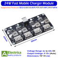 12v Battery to 24W Fast Mobile Charger Module QC2.0 QC3.0 DC-DC 1 2 4-Channel Fast Charging Module for Solar Battery tobMobile Charger DC 6-32v to 3-12v XFW-KC24 by Electrica. 