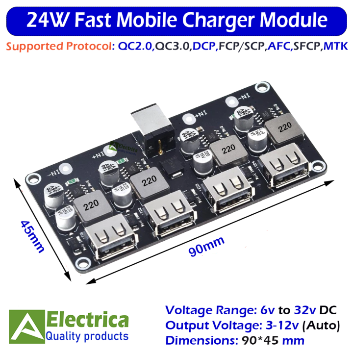 24W%204-Channel%20Qick%20Mobile%20Charger%20Module%20USB%20QC2.0%20QC3.0%20DC-DC%20Step%20Down%206-32v%20to%203-12v%20(Auto)%20Fast%20Charging%20Module%20XFW-KC42/24-4%20by%20Electrica%20-%20Image%202