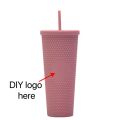 double wall DIY blank plain 700ml 710ml 24oz plastic durian tumbler durian cup with straw and lid no logo. 