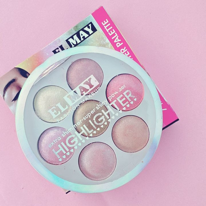 ELMAY 7 in 1 Professional Crystal Shiny Highlighter Palette ket