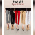 Pack Of 5 - Multicolor Cotton Trousers For Women. 