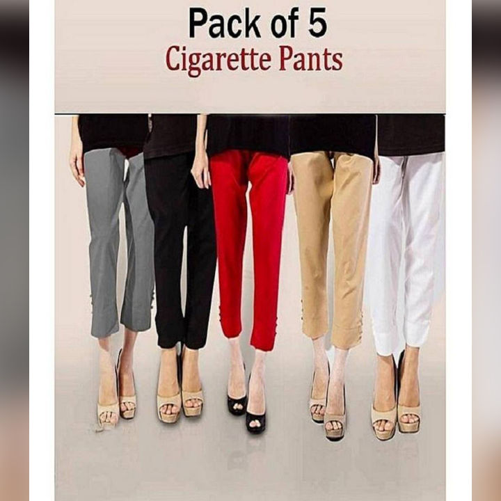 Pack Of 5 - Multicolor Cotton Trousers For Women