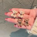 Kawaii Cute Cartoon Plush Bow Bear Earrings Woman Jewelry Accessories. 