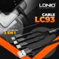 BASEUS, LDNIO, REMAX RC-131th Gition Series Charging 3 in 1 Data Cable. 
