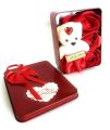 Rectangular Shape Gift Box with 1 Teddy & 3 Pieces Of Roses Unique Gift for Loved Ones Red Color. 