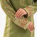 Maahru - Unstitched Fabric for women - 2 Piece - Olive Forest (Blended Lawn). 