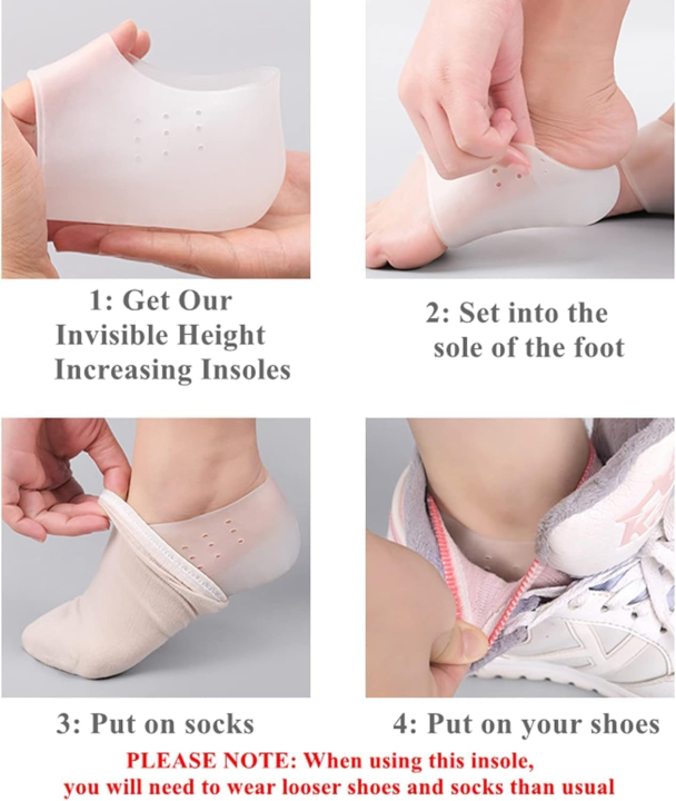Invisible Height Lift Half Socks & Silicone Gel Heel Insert Pads - Image 4