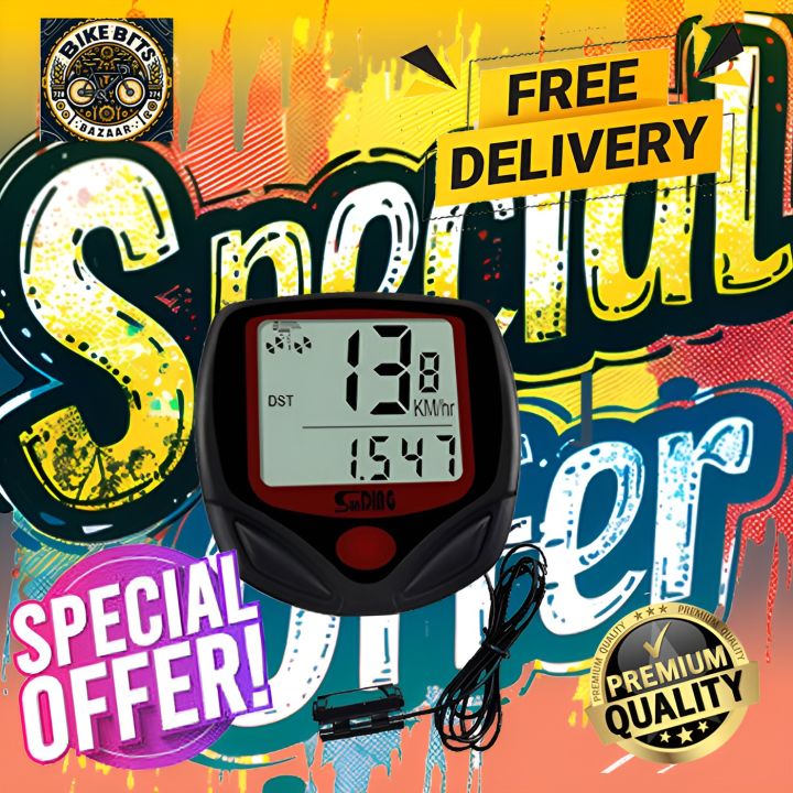 Bicycle Computer| cycle meter (Red/Black) with LCD Display | Waterproof, Lightweight | Multi-Function with Auto Sleep & Wake up Mode | speedometer in low price | cycle meter | cycle speedometer |cycle meter with lcd display | bicycle computer