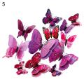 12Pcs 3D Two-Layer Colorful Artificial Butterflies Adhesive Magnet Wall Sticker. 