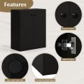 2-Door Storage Cabinet, Modern Floor Cabinet with 3-Tier Shelf, Freestanding Side Cabinet with Anti-Toppling Device, Storage Organizer for Living Room, Kitchen, Dining Room, Entryway. 