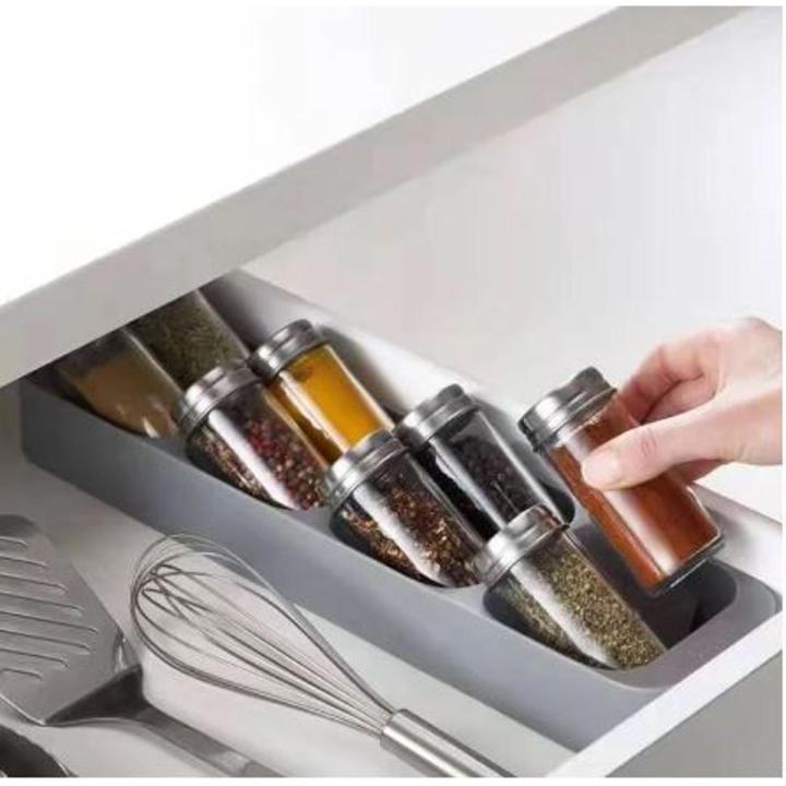 Kitchen Drawer Compact 8 Grids Spice Jar Organizer