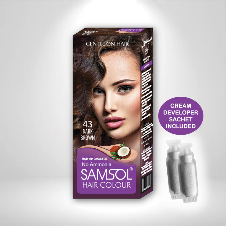 Samsol Hair Dye - 43 Dark Brown - 23 ml - Non Metallic Dye