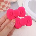 Headwear - For Girls Women - Fashion - Hair Ornaments - Sweet - Small Flocking Hairpins - Side Bangs Clip - Velvet Bowknot Hair Clips - Autumn Winter - Pink - Kawaii. 
