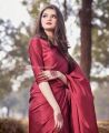 Maroon Stitched Silk Saree for Women and Girls Long Pallu. 