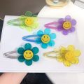Colorful Sunflower Hairpin for Baby Girls Smile Face Acrylic Hair Clips Cute Barrettes Children Kawaii Baby Hair Accessories. 