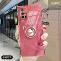For Samsung Galaxy A71 Cover + Ring Holder Stand Shiny Plating Square Bumper Phone Case Lens Protection Soft Silicone Shockproof Protective Back Cover. 