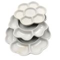 Multiple Uses Ceramic Paint Palette Tray White 6/7 Grid Plum Blossom Paint Plate 3 Size Durable Mixing Colour Tray for Artist. 