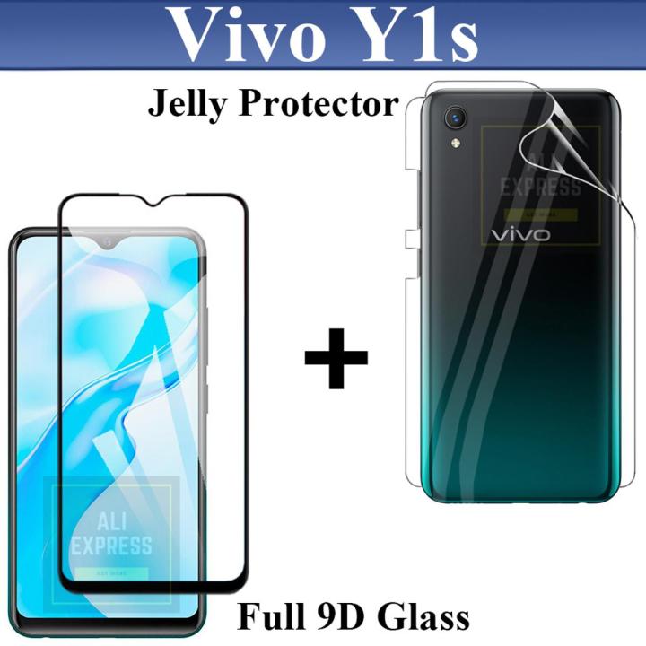 Vivo Y1s Tempered Glass HD 9D Curved Glass Protector Edge To Edge Full Glue + Back Hydrogel Soft Film jell Protector Sheet For Vivo Y1s
