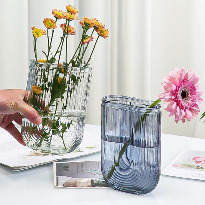 IKEA U-Shaped Glass Vase Blue - 15 CM | Modern Geometric Flower Vase for Home Decor & Centerpieces