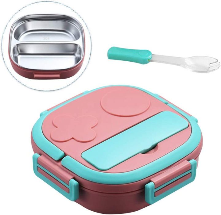 WaoDeals:%20Tedemei%20Stainless%20Steel%20Lunch%20Box%202%20Compartments%20with%20Spoon%20Keep%20Your%20Lunch%20Fresh%20and%20Tasty%20with%20Air-Tight%20Bento%20Box%20-%20Image%205