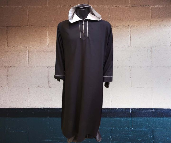 Customize Black Designer Arabic Hoodie Thobe