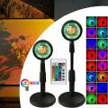 Remote Control Sunset Projection Lamp 16 Colors Changing Rainbow Sun Halo Led Atmosphere Night Light USB Powered for Celebrities  / _TikTok. 