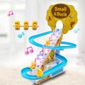 Duck Climbing Stairs Toy Children Roller Coaster Toy Set Duck Race Track Set With LED Flashing Lights, Music. 