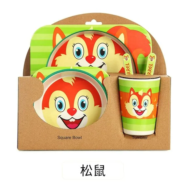 5%20Pcs%20Baby%20Bamboo%20Dishes%20Set%20Bowl+Spoon+Fork%20Feeding%20Food%20Tableware%20Eco-friendly%20Cartoon%20Animal%20Kid%20Feeding%20Bowl%20Dinner%20Plate%20Gift%20Set%20for%20baby%20birthday%20and%20school%20(Random%20Designs)%20-%20Image%202