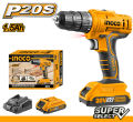 Ingco Lithium-Ion Cordless Drill 20V with Battery & Fast Charger. 