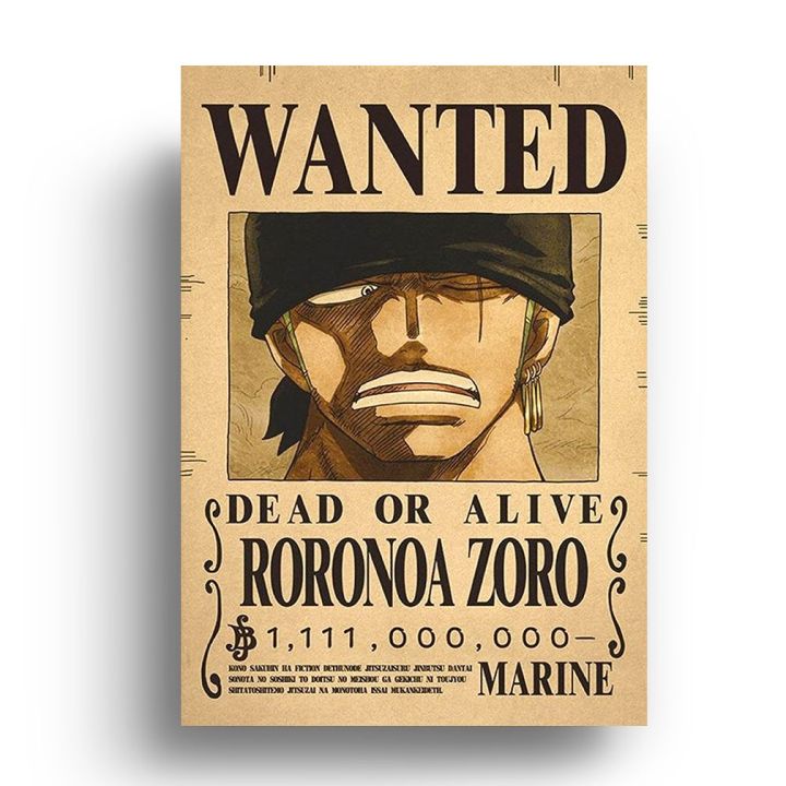 Roronoa Zoro One Piece Wanted Poster Glossy Photo Card 11x8 Inches Anime Wall Art Decoration for Fans and Collectors