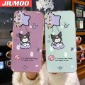 JIUMOO For Samsung Galaxy A7 2018 Case Cartoon Cute Kuromi Side Design Phone Case Square Edge Pattern Silicone Softcase Luxury Plating Casing Full Cover Camera Shockproof Protection Cases. 