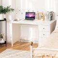White Desk with Drawers, Modern Home Office Computer with Storage Drawers & Spacious Desktop, Compact Writing Laptop Desk for Bedroom, Multipurpose Computer Workstation. 