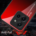 Biruiqu For Motorola Edge 50 Neo Shockproof Gradient Tempered Glass Back Soft Silicone Edge Case Cover. 