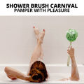 WBM Shower Brush Wooden Handle Bath Ball - Carnival Body Bathing Sponge Loofah. 