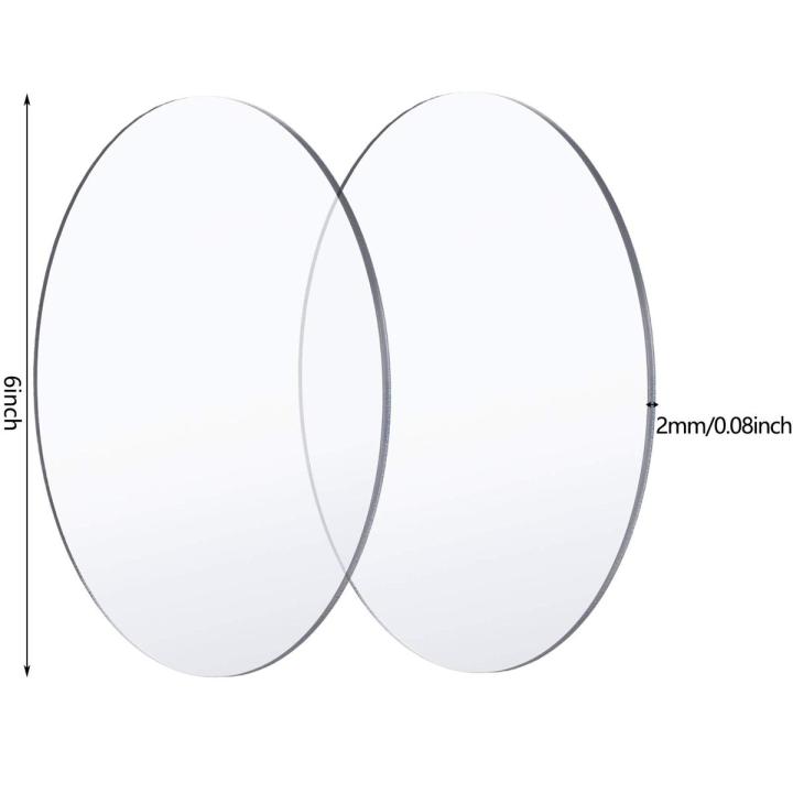 Acrylic Sheet Round, Clear  6 Inches Pack Of 2/4 Circle Acrylic Disc 2mm Thick Transparent Acrylic Panel for DIY Projects and Crafts and Glass Painting