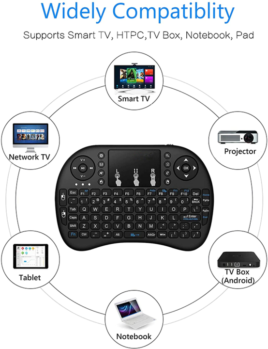 Mini Wireless keyboard Rechargeable withTouchpad Mouse, Compatible With Android Box, Smart TV, PC