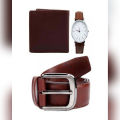 Pack of 3 Casual Leather Belts,Wallet and Watch For boys & Men's. 