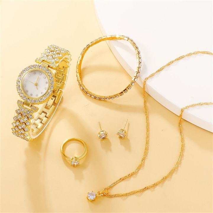 Casual Ladies Watches Bracelet Set Clock 6PCS Set Luxury Watches Fashion Women Quartz Watch Wristwatch